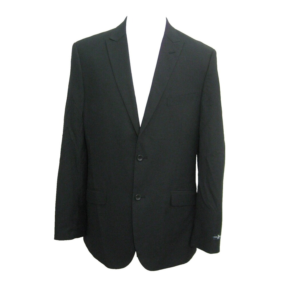 New Marc Ecko Men's Size 42L Black 2 Button Wool Sport Coat Blazer Suit Jacket